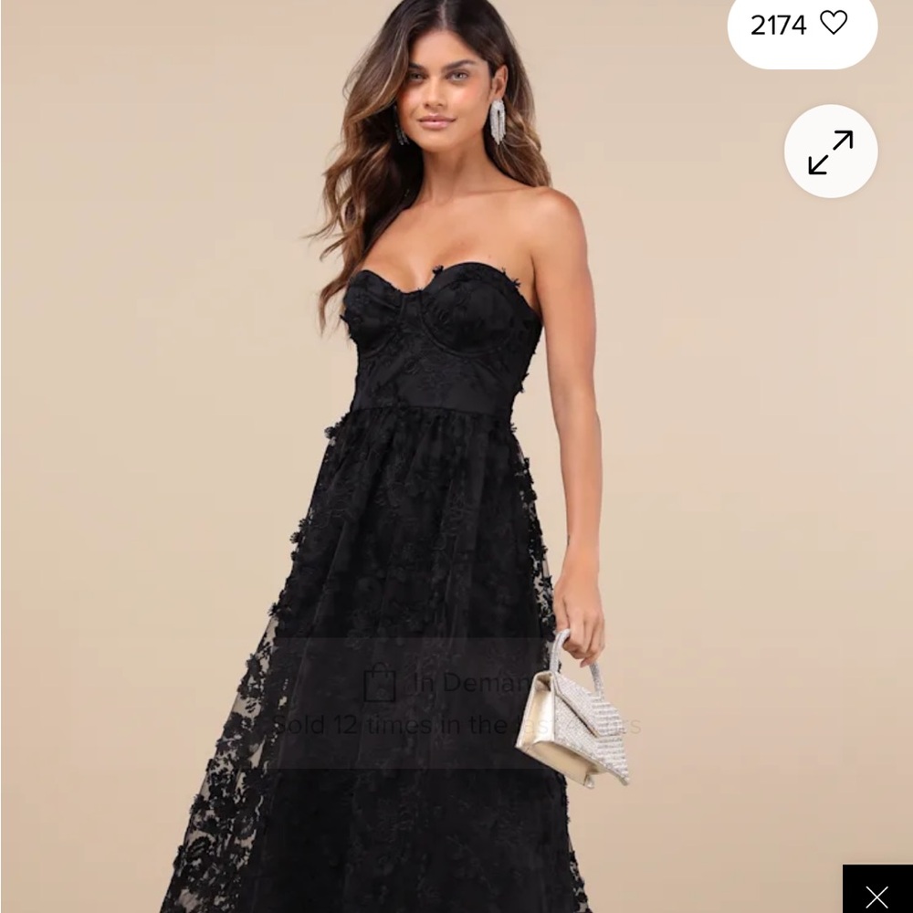 Lulu's Black Strapless Lace Dress